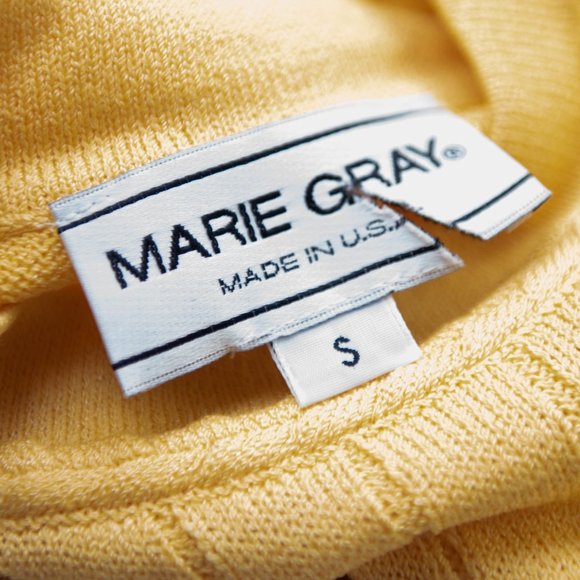 Vintage St. John Marie Gray Sweater Santana Knit Mock Neck Yellow Size Small - Picture 6 of 7
